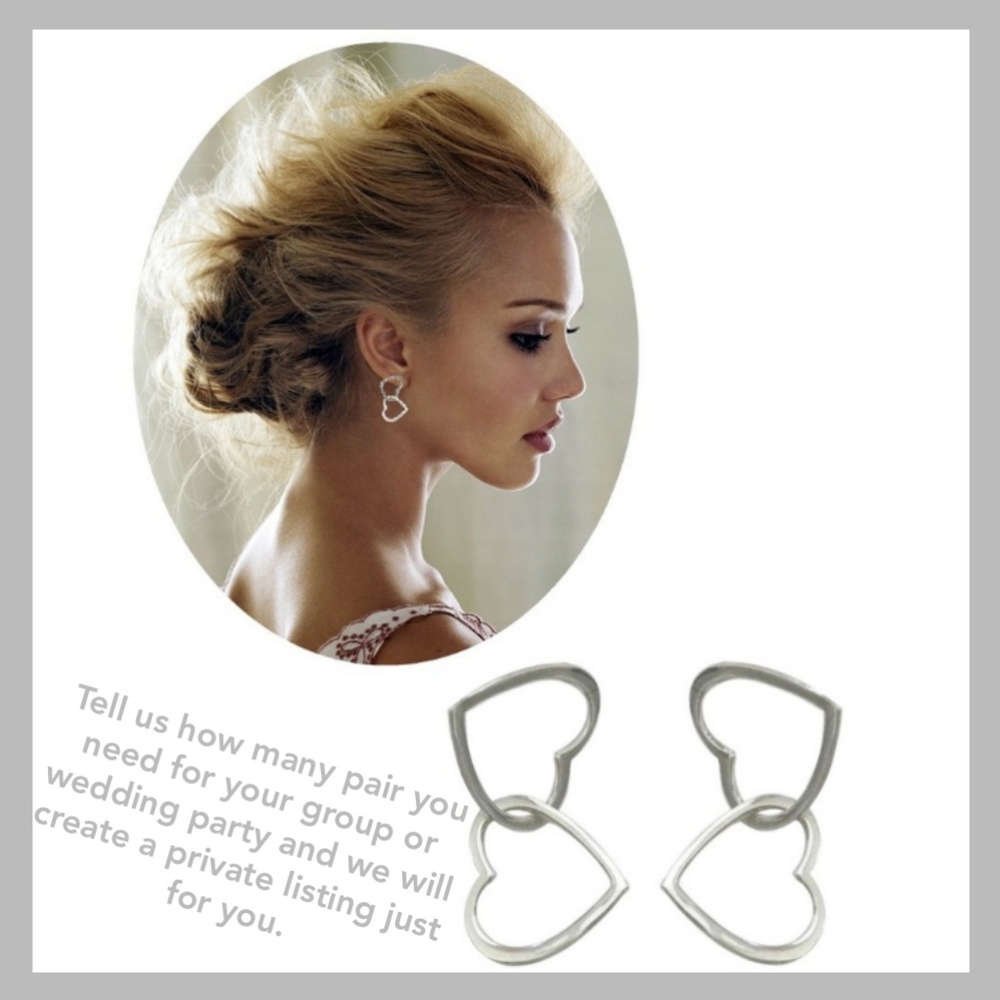 Sterling Silver Linked Heart Earrings 1 1/4" Long